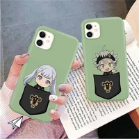black clover phone case for iphone 11 12 13 mini pro xs max 8 7 6 6s plus x xr solid candy color case