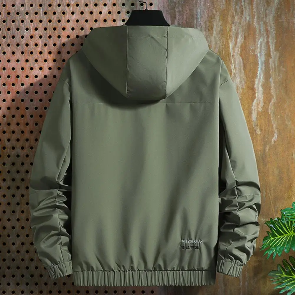 

Men Jacket Hooded Cozy Relaxed Fit Zipper Buttons Outerwear Outdoor Sports Jacket for Daily Wear