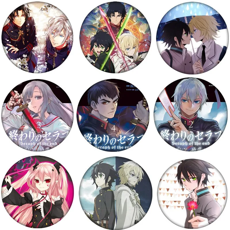 

Seraph of the end Figure Cosplay Badge Owari no Seraph Hyakuya Mikaela Backpack Icon Button Anime Accessories Gifts