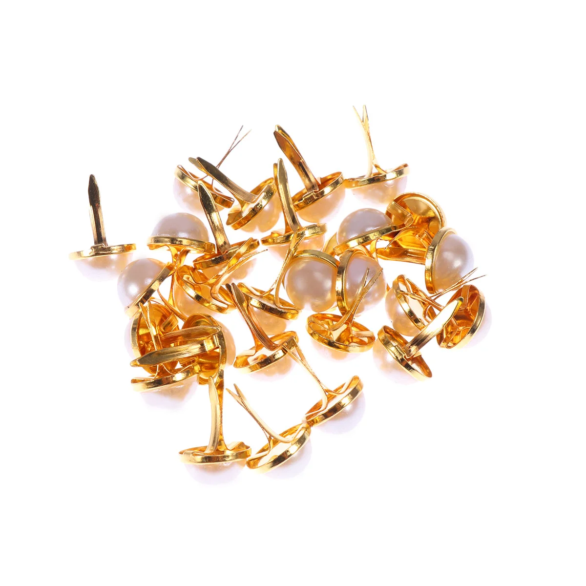 

100 Pcs 12MM Pearl Brads Scrapbooking Embellishment Fastener Brads Metal Crafts Christmas Decoration (Golden)