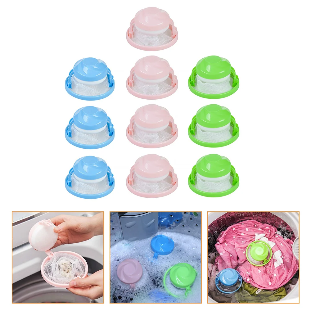 

10 Pcs Washing Lint Catcher Float Filter Mesh Bag Floating Machine Fluff Collector Laundry Hair Traps Net Pouch