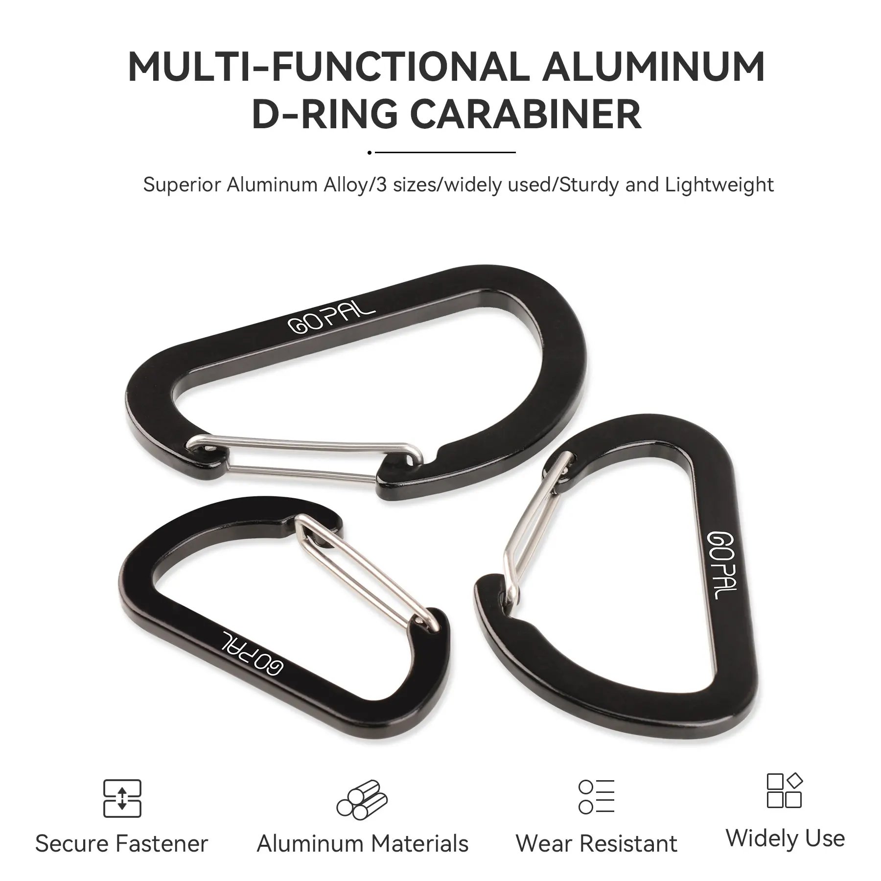 Go Pal GP02 8 шт. зажимы-карабины брелок из алюминиевого сплава зажим-карабин D-кольца