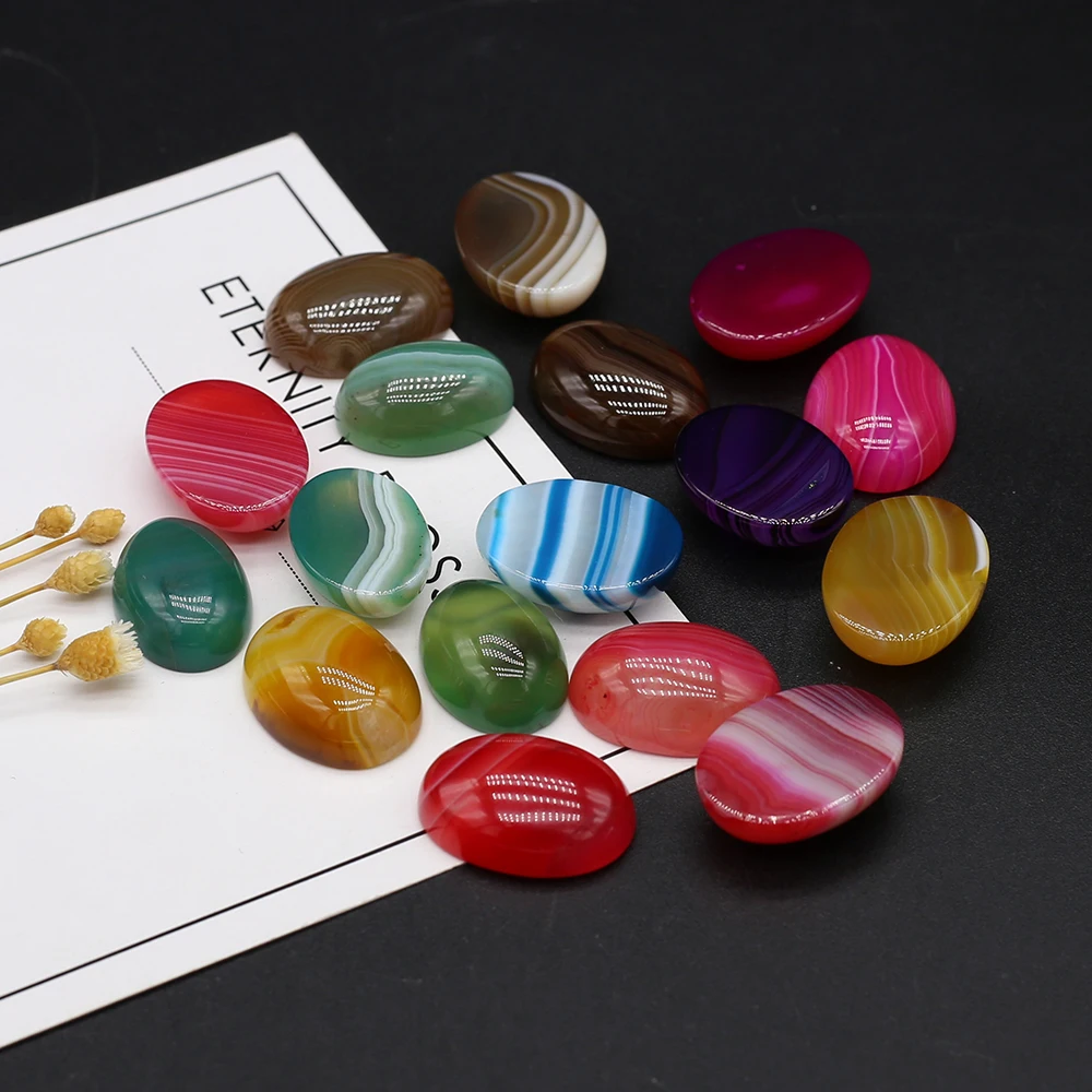 

5PCS Natural Stone Pendant Oval Cabochon No Hole Exquisite Agates Beads For DIY Charm Jewelry Necklace Bracelet Making Random