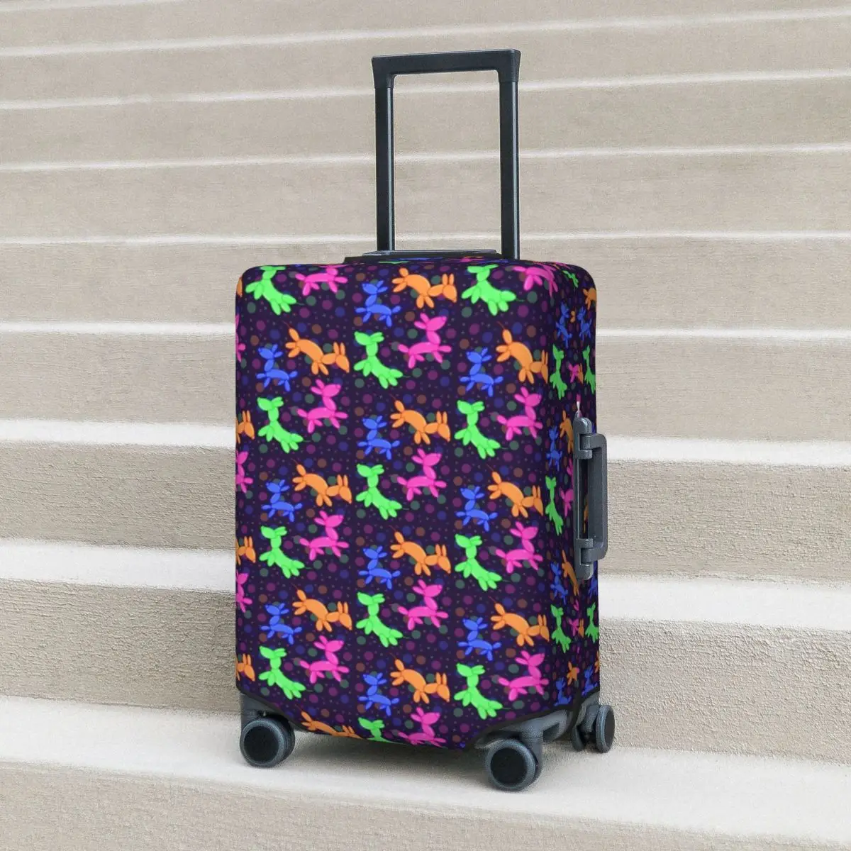 

Colorful Balloon Dog Suitcase Cover Cartoon Animal Print Travel Protection Flight Fun Luggage Accesories