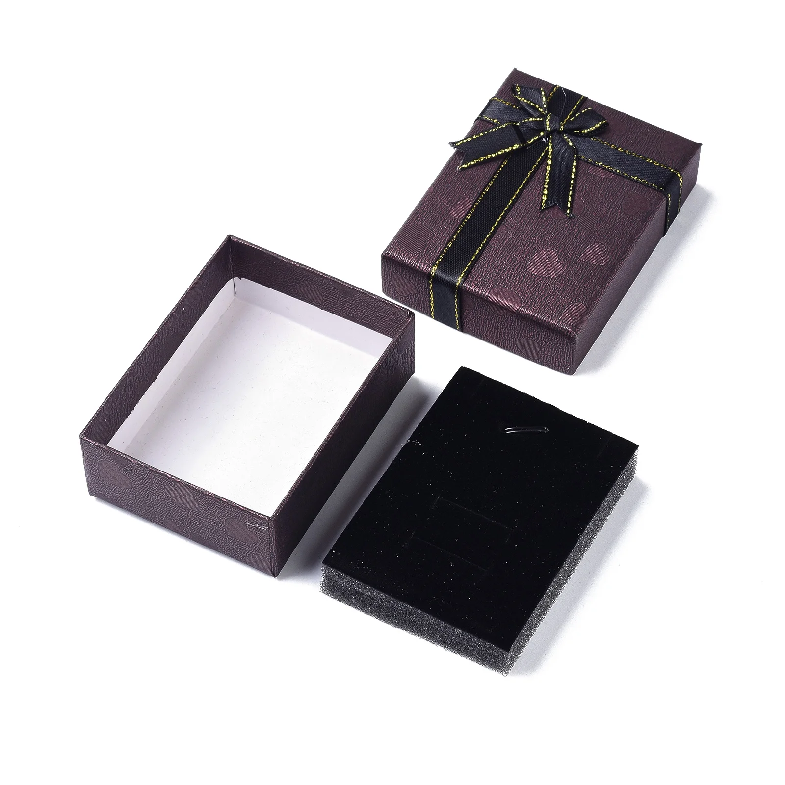 24Pcs Bowknot Paper Jewelry Organizer Box Rectangle Sponge Packing Box for Ring Earring Necklace DIY Gift Supplies 9.1x6.9x3.6cm