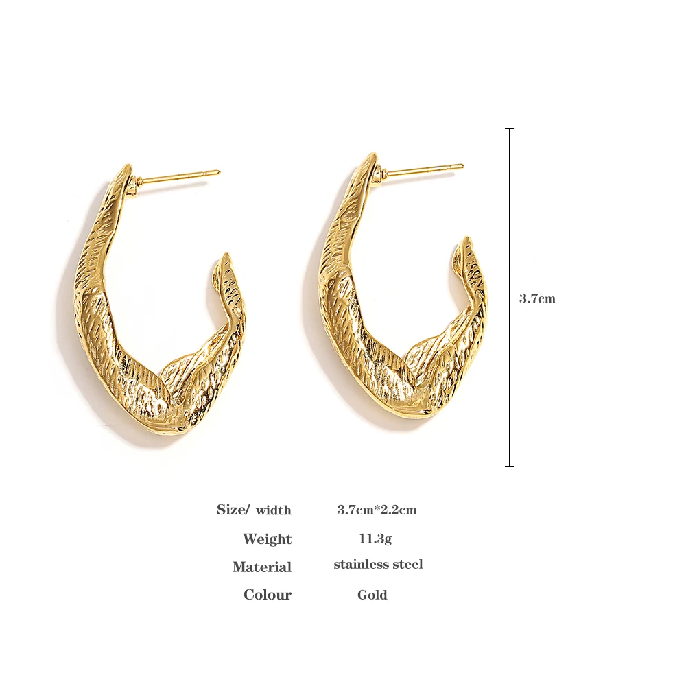 Greatera серьги-кольца из нержавеющей стали с неровной текстурой для женщин