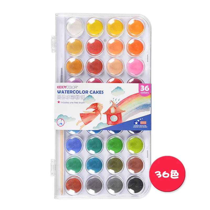 

36 Color Solid Watercolor Art Supplies Sets Powder Painting Supplies Water Color Beginners Send Brushes