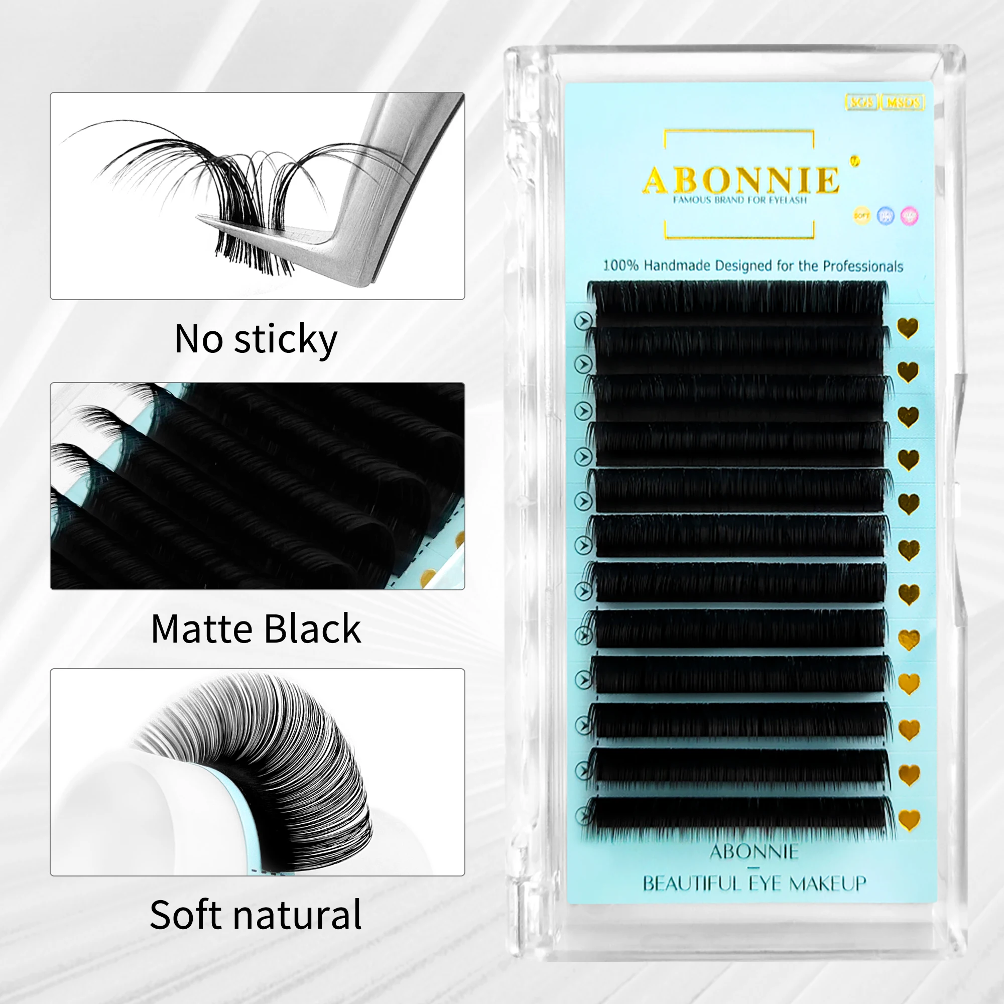 Abonnie Cashmere Индивидуальные наращивания ресниц C CC D Curl Матовые черные объемные