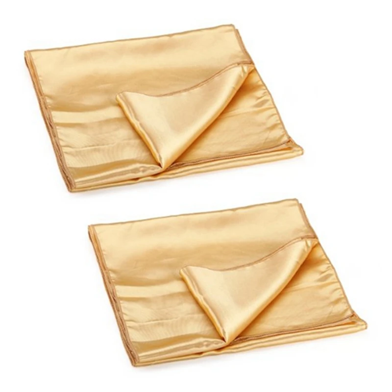 

2X Runner Table Cloth Centre In Satin Gold 30 X 275 Cm