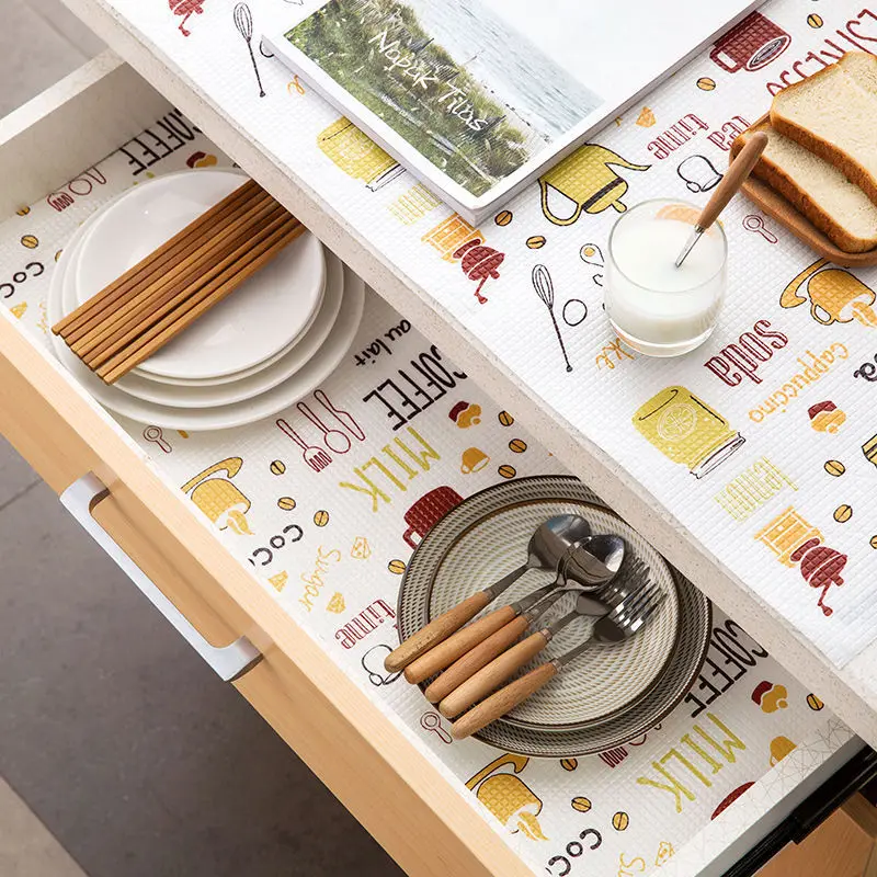 

1 Roll Kitchen Table Mat Drawers Cabinet Shelf Liners Flamingo Cupboard Placemat Waterproof Oil proof Shoes Cabinet Mat