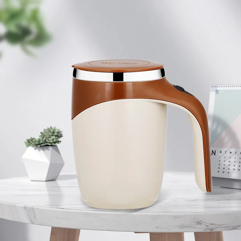 

Electric Mixing Cup Lazy Coffeeshake Stirring Cup Auto Rotating Electric Milk Cup Mark Cup with Handle 304 Stainless Steel