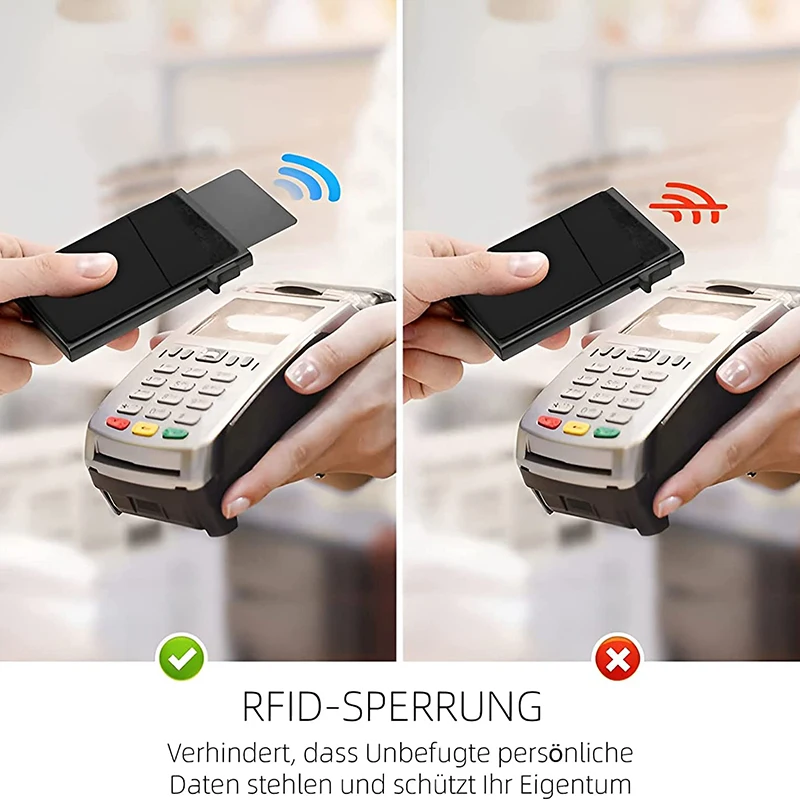 Фото Мужской Ультратонкий алюминиевый бумажник с отделением для монет и RFID-защитой №4