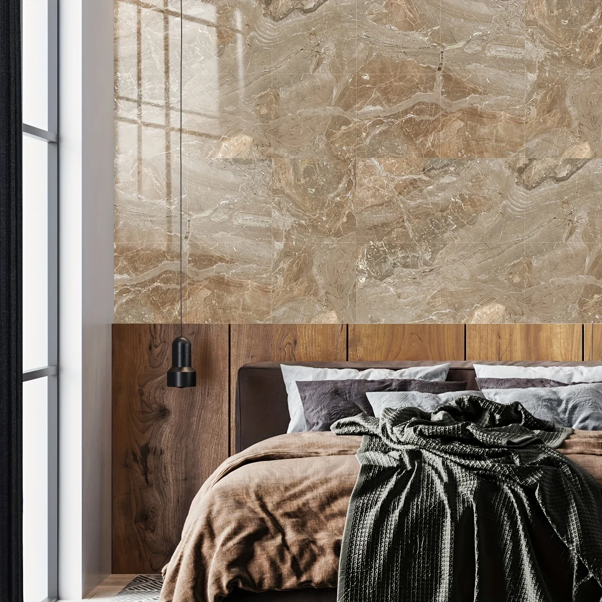 12 шт. утолщенные влагостойкие самоклеящиеся обои с рисунком бежевого мрамора