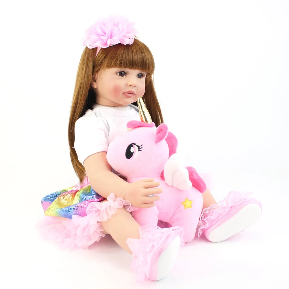 Фото Реалистичная кукла-реборн BZDOLL, малыш из ткани с единорогом, 24 дюйма, 60 см, подарок на день рождения №5