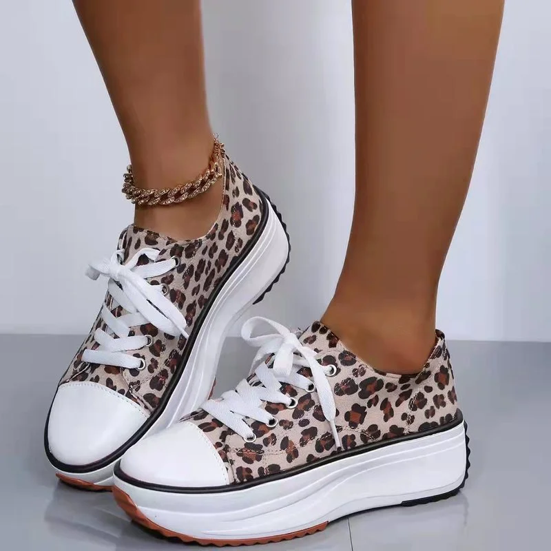 

Женские кроссовки на толстой подошве, удобные кроссовки большого размера с леопардовым принтом зебры, обувь для бега, весна-осень 2022
