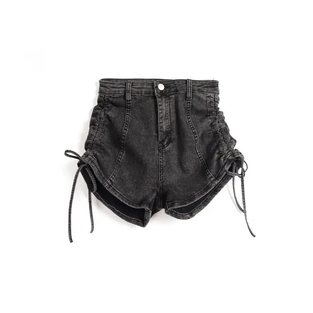 

Женские джинсы с боковыми завязками, летние новые женские шорты большого размера с высокой талией, верхняя одежда, популярные брюки