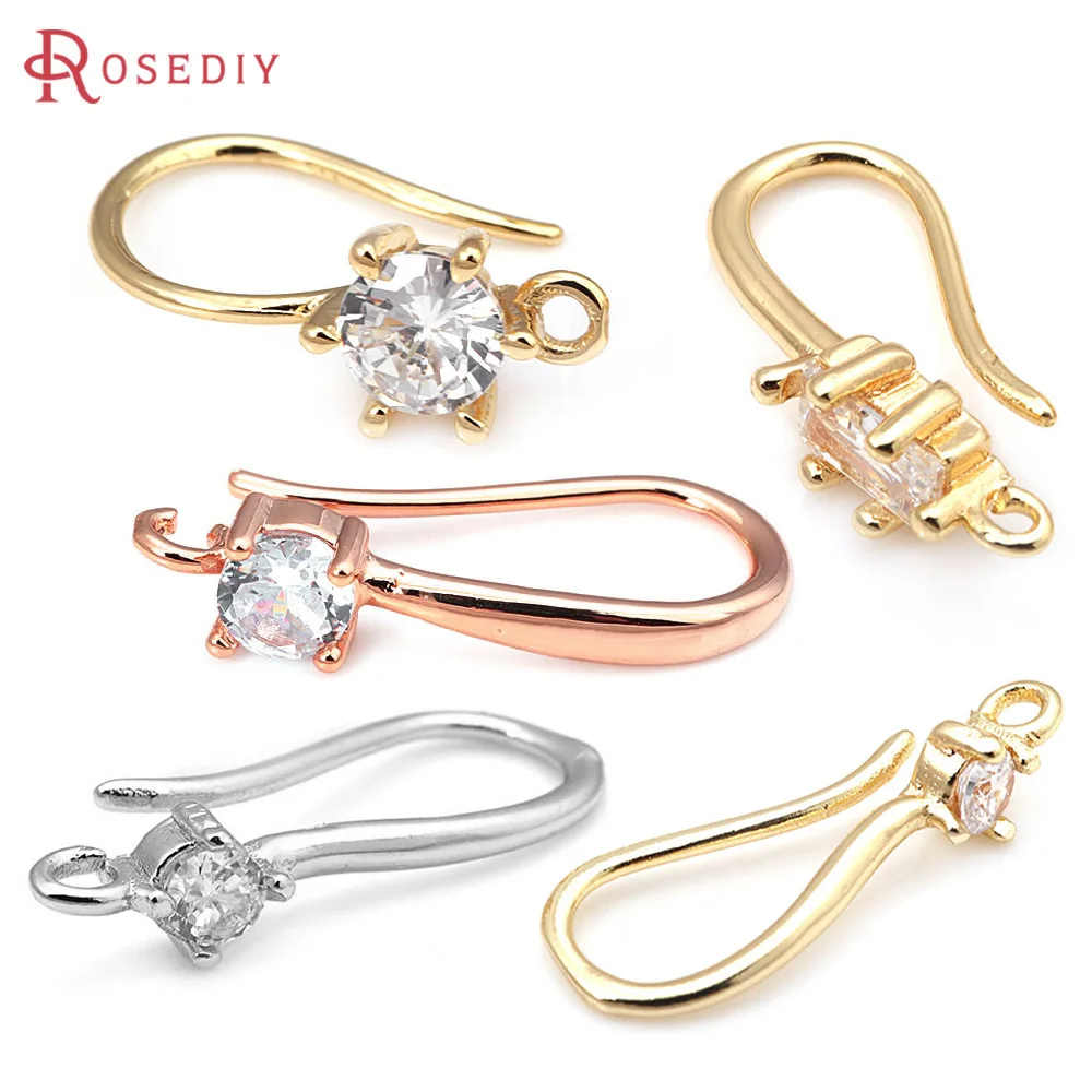 Круглые Серьги-Крючки из латуни и циркония 18 К