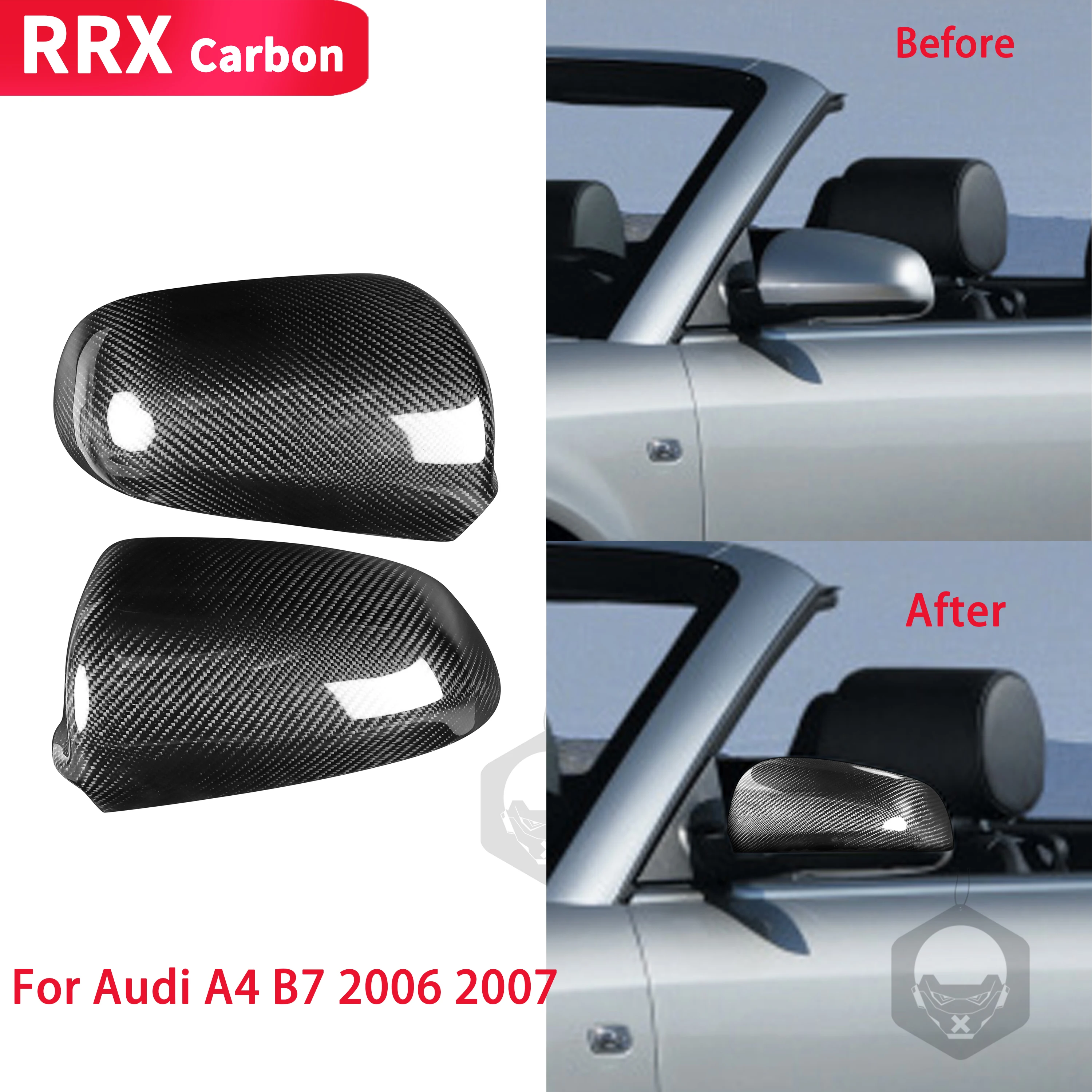 

1 Pair Rear View Mirror Cover For Audi A4 B7 2006 2007 Mirror Caps Shells Real Carbon Fiber Car Styling Anti Scratch Accessories