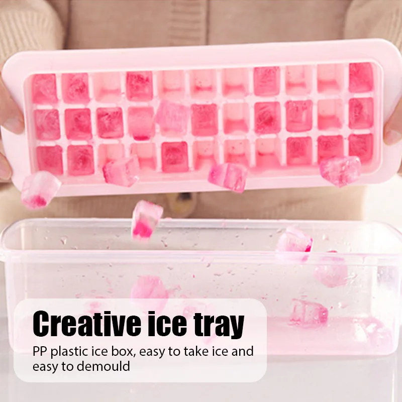 

33 Grid Ice Box With Lid Homemade Ice Artifact Household Small Freezer Refrigerator Frozen Ice Cube Mold Kitchen Accessories