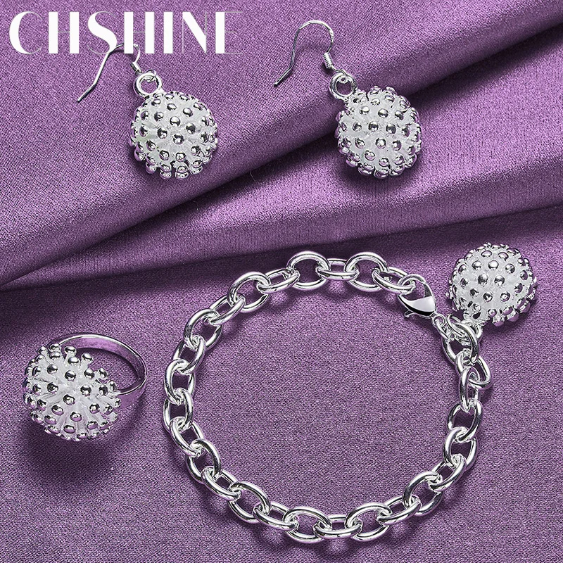 

CHSHINE 925 Sterling Silver Fireworks Charm Ring Earrings Bracelet For Women Lovers Party Fashion Exquisite Jewelry Sets