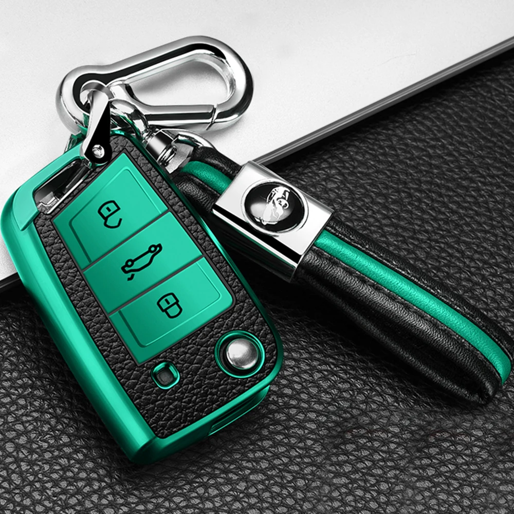 TPU Leather Car Flip Key Remote Case Shell Cover for VW for Volkswagen MK7/GTI 7/Golf 7/Golf R for Skoda Octavia A7 SEAT