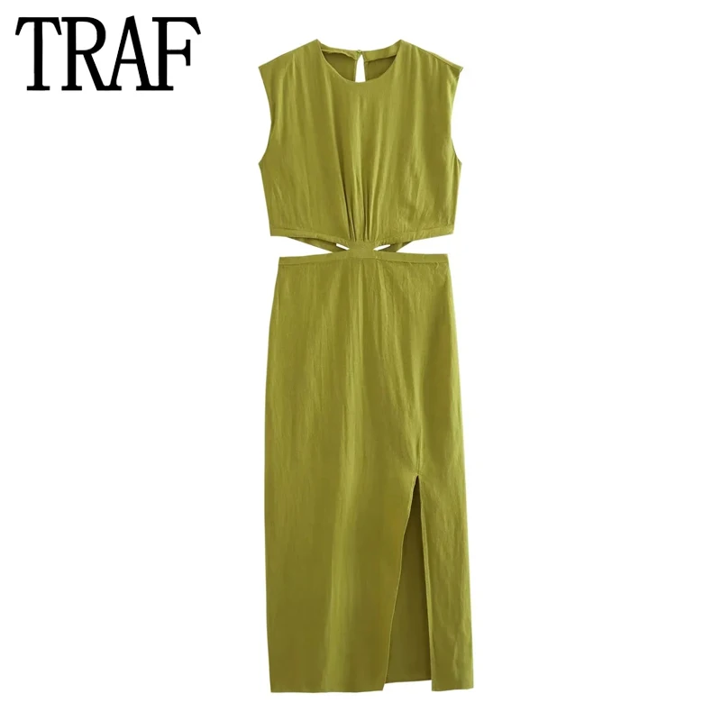 

Платье-макси летнее Плиссированное с вырезом, без рукавов