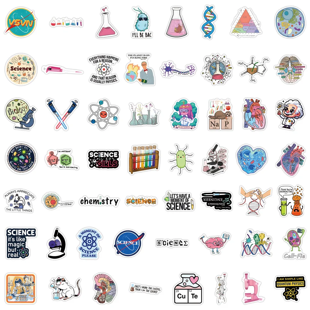 Наклейки на тему биологии 10/30/50/110 шт