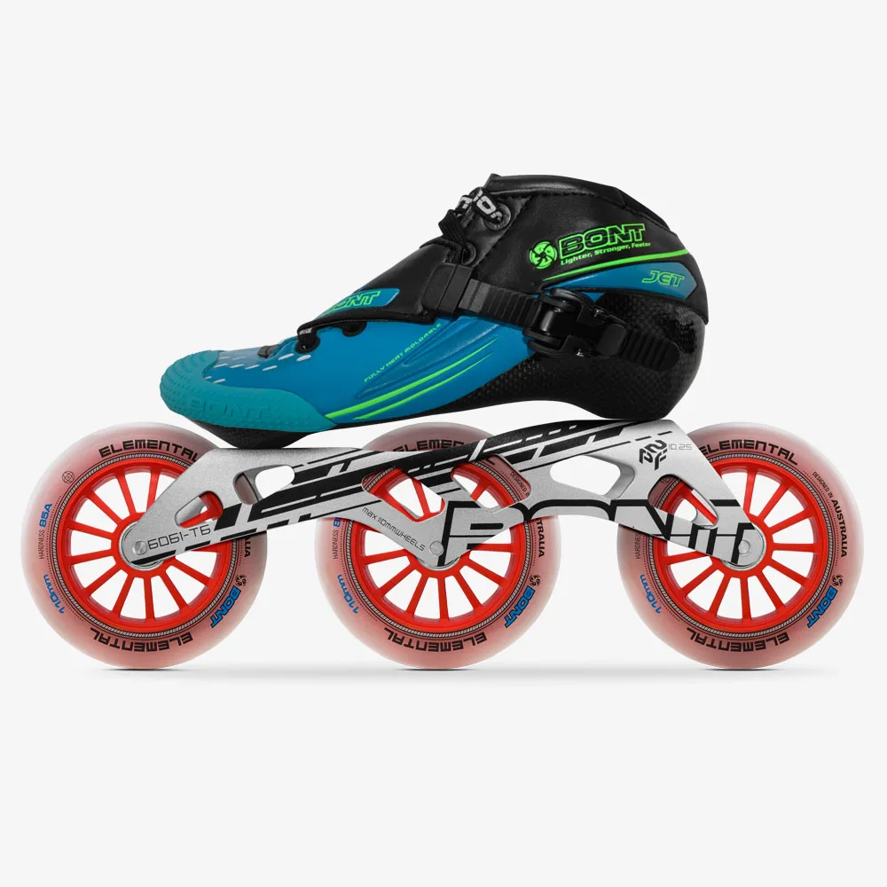 BONT 2PT 155 мм синие черные роликовые коньки скоростные детские