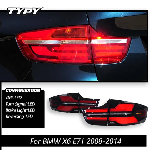 Автомобильные фары TYPY для BMW X6 E71, задний фонарь 2008-2014, светодиодный проектор, фары, дневные ходовые огни, автомобильные аксессуары