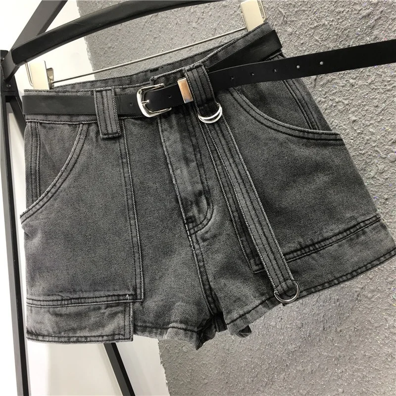 Women Loose High Waist Wide-Leg Hot Short Summer Casual Denim Shorts Solid Color Plus Size All-Match Jeans Light Blue Streetwear