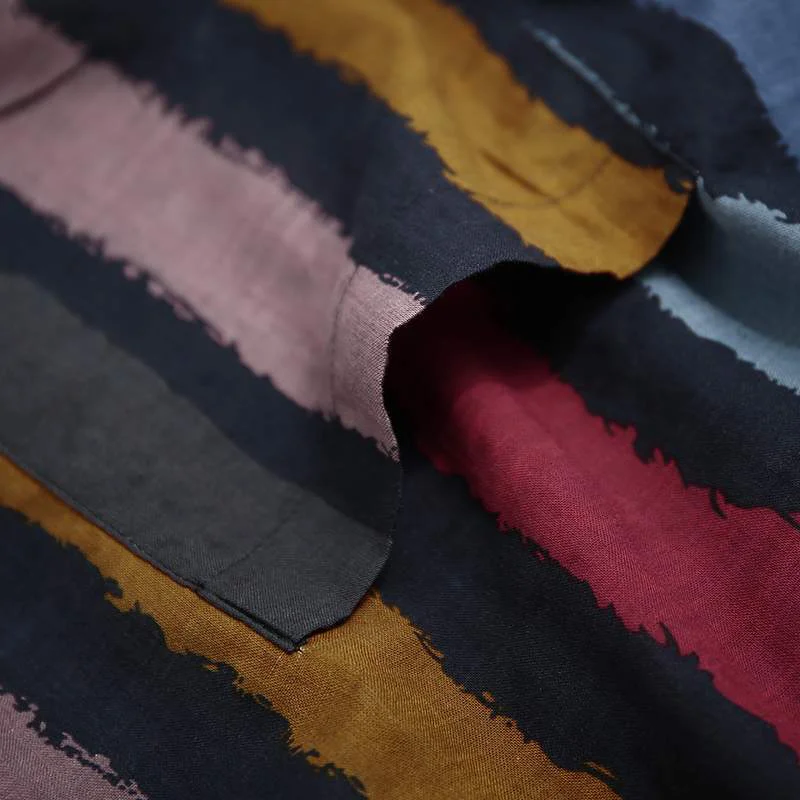 Men's Nightgown Robes Arabian Striped Shirt Ethnic Clothing Long Sleeves Retro Kimono House Skirt Cotton Bathrobe Lingerie