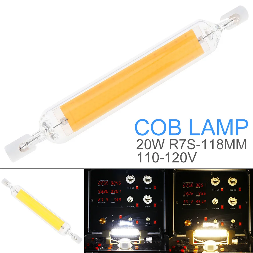 

20W 118mm 110-120V Led Lamp Mini Glass 360 Degrees Dimmable Warm White/Cool White with Horizontal Plug COB Replace Halogen Lamp