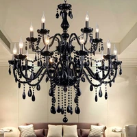 european lights arms luxury black crystal chandelier lighting candle lamp brief fashion living room lamp chandelier lighting