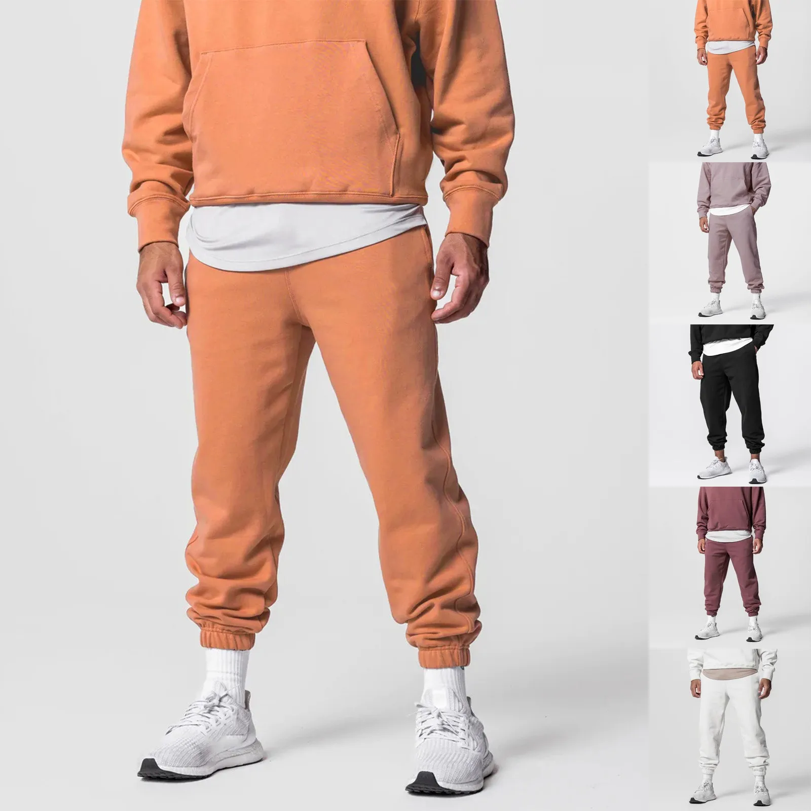 

Spring And Autumn Sports Fitness Solid Color Trousers Men'S Loose Running Casual Large Size Sweatpants Cotton Pullover 후드티