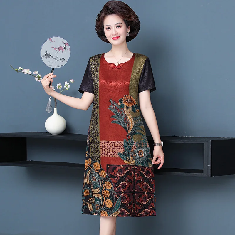 Женское платье из ледяного шелка с короткими рукавами одежда для среднего и