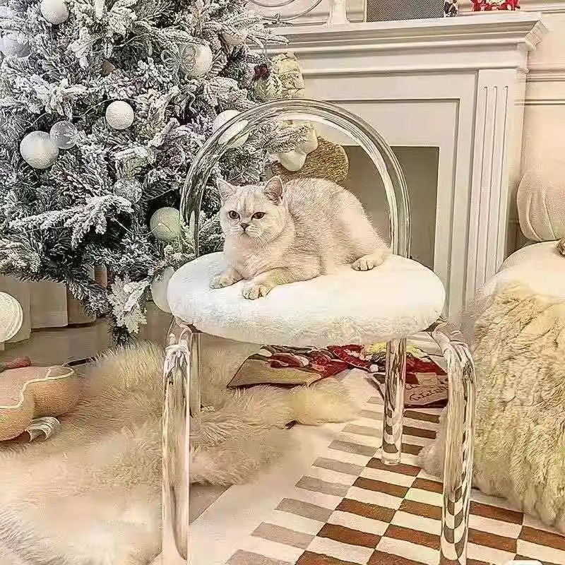 

Crystal Makeup Chair Bedroom Ins Transparent Acrylic Chair Leisure Light Luxury Dining Chair Nordic Living Room Dressing Stool