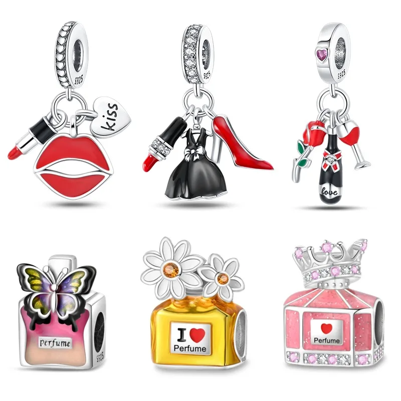 Серебряные бусины-шармы сделай сам в виде парфюмерной помады подходят для Pandora 925