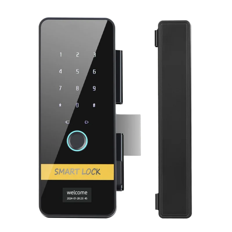 Стеклянный умный дверной замок с граффити без рамы для офиса функцией