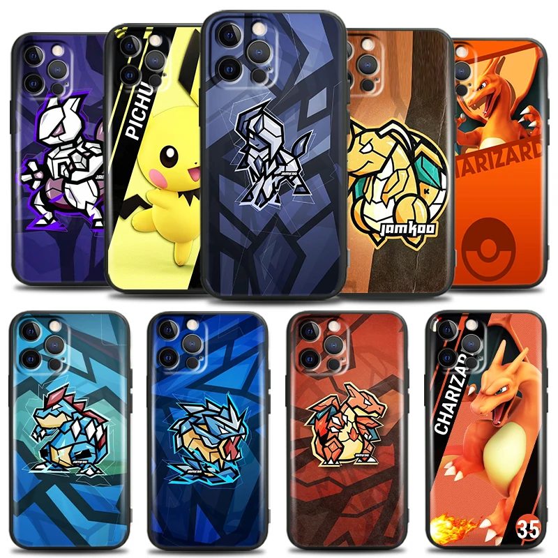 

Pokemon Pikachu For Apple iPhone 13 12 11 Pro Mini X XR XS Max SE 6 6S 7 8 Plus Phone Case Soft TPU Back Black Funda Carcasa