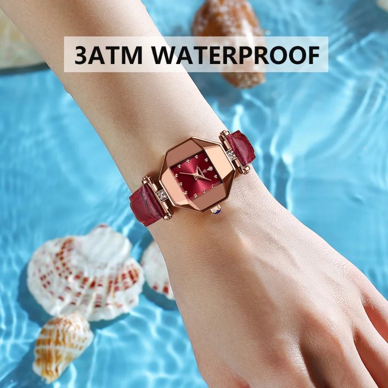 POEDAGAR Original Fashion Leather Quartz Women Watches Waterproof Rose Gold Top Swiss Brand Luxury Elegant Ladies Wristwatch New