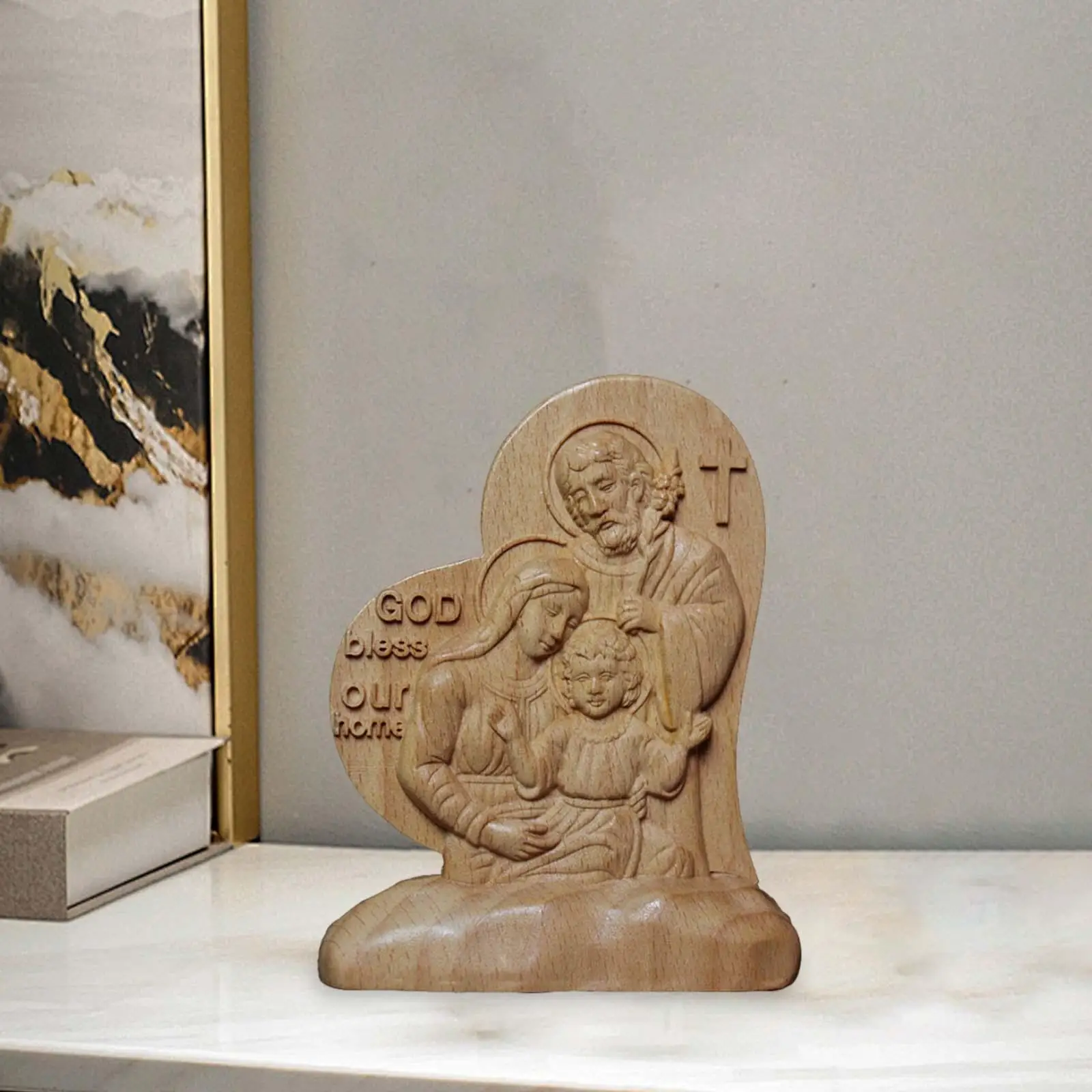 Статуя Святой семьи Рождественский офис Религиозная фигурка Иисуса Мэри Джозефа