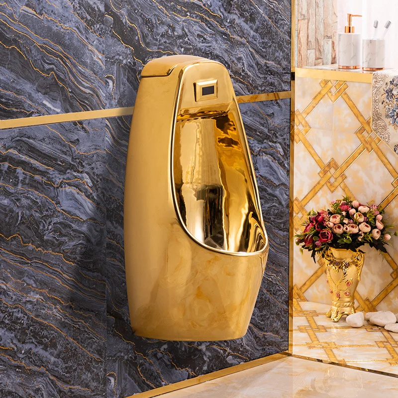 

Light Luxury Gold Integrated Urine Cup Wall-Mounted Hotel Household Bathroom Men's Ceramic Urinal