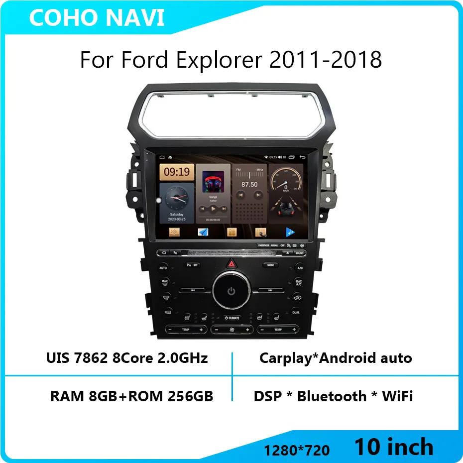 

For Ford Explorer 2011-2018 Android 12 1280*720 Resolution UIS 7862 Octa-core 8+256gb Car Navigation CarPlay Car Radio