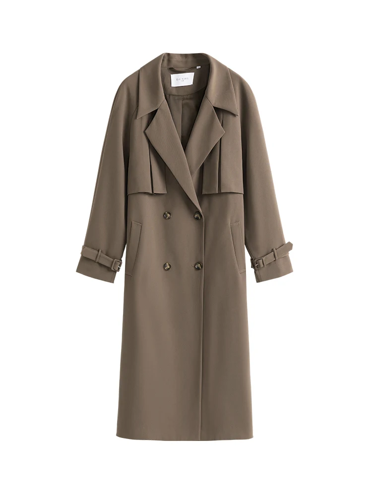 DUSHU темпераментная ветровка куртка средней длины женская одежда длинное пальто