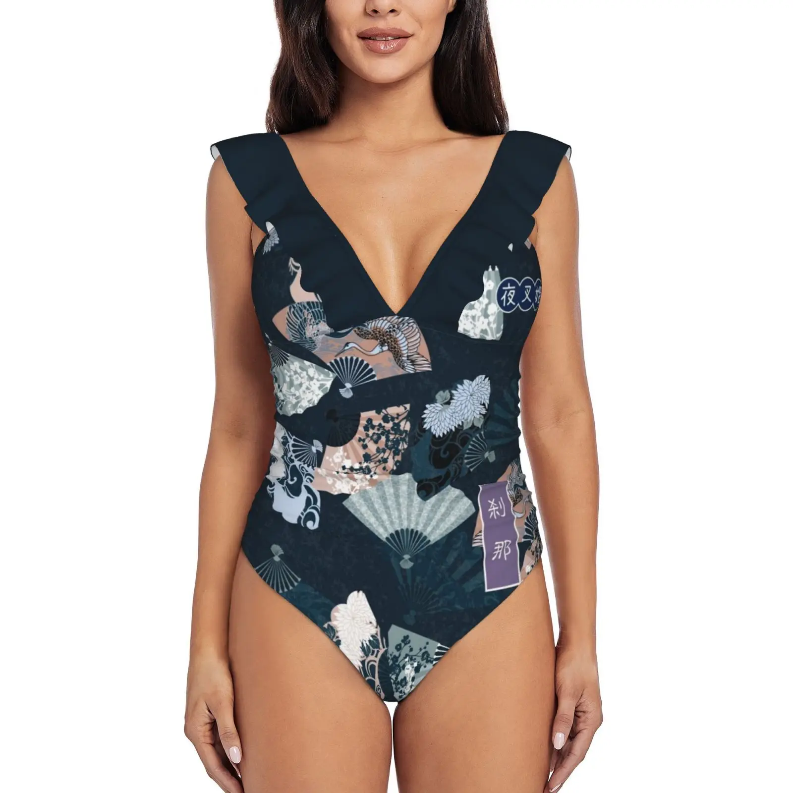 

Женский слитный купальник с рюшами, новая пляжная одежда для девочек