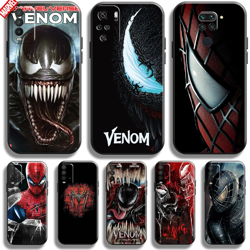 

Marvel Spiderman Venom For Xiaomi Redmi Note 9 9T 9S 10S 10T 10 Pro Max 5G Redmi 10 9 9T 9A 9C Phone Case Black Silicone Cover