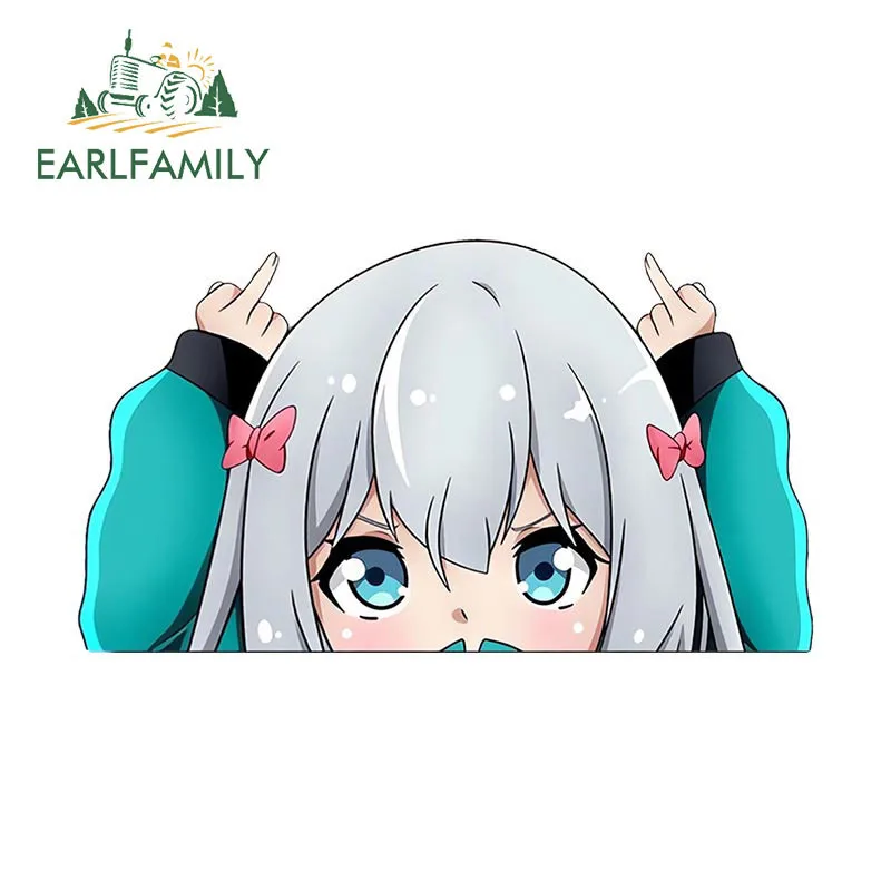 EARLFAMILY средний палец руки в стиле чиби автомобильные наклейки Anya Jahy Sama Izumi Sagiri Peeker