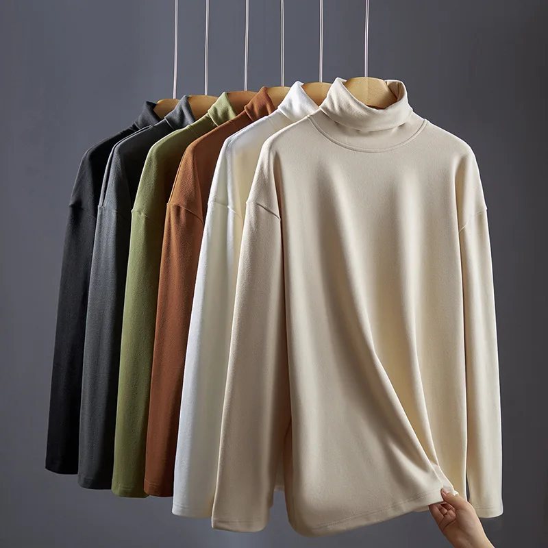 Men's Autumn Winter Clothes Long Sleeve T-Shirts Undershirts Tops Blouse Men Streetwear Sweatshirts Turtleneck Sweater Pullovers