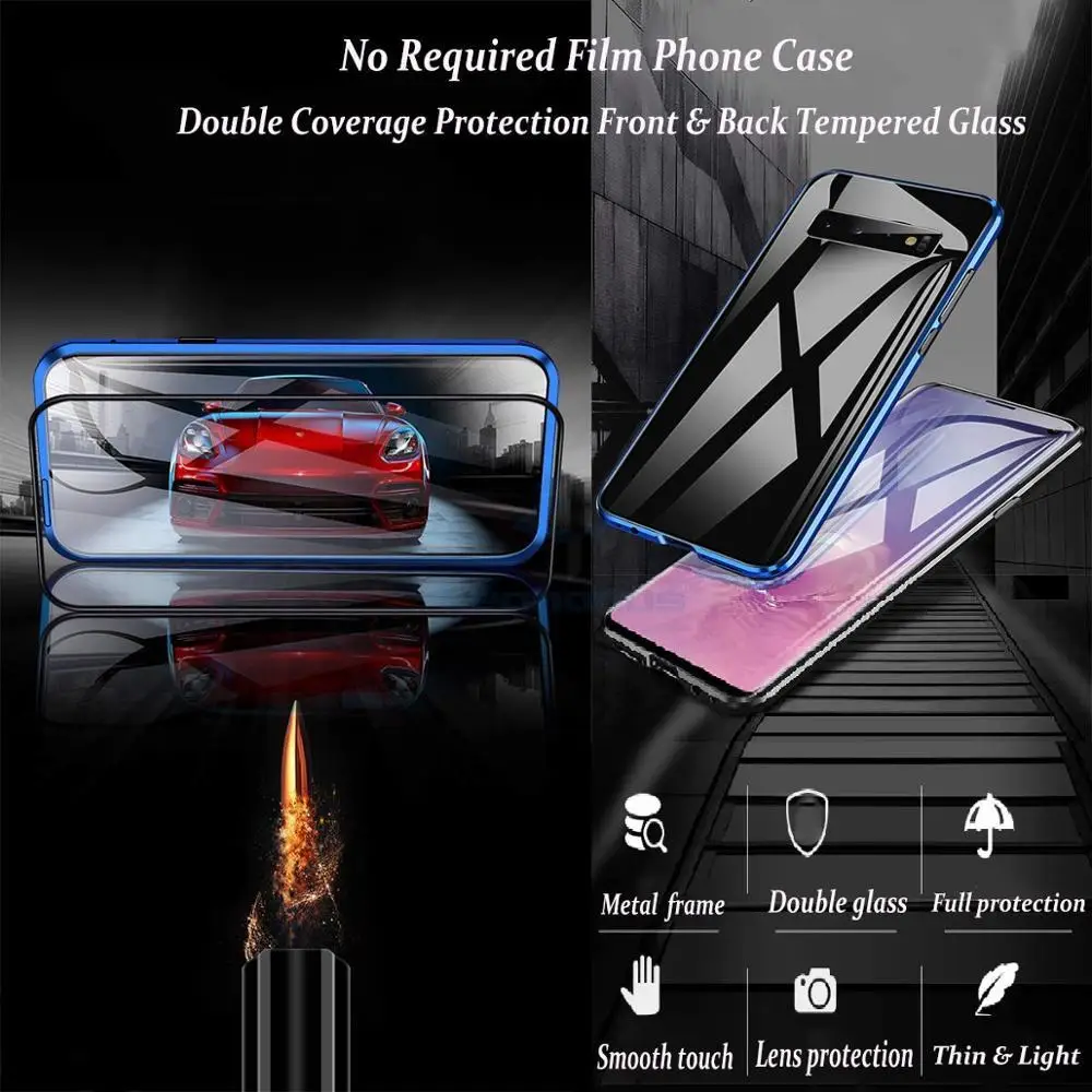 metal double side tempered glass cases for oppo a52 a72 a92 a91 a9 a5 2020 cover realme 8 pro 360 magnetic phone case free global shipping