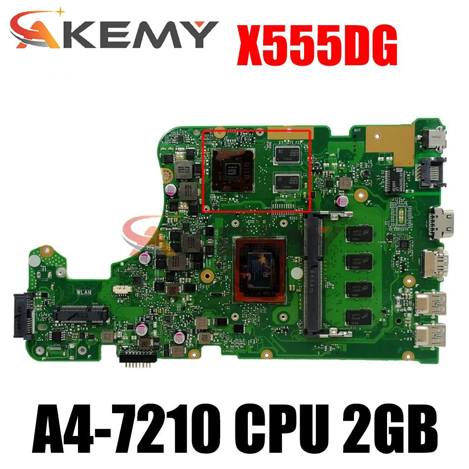 

Akemy для ASUS X555DG X555YI X555Y x555d оригинальная материнская плата X555YI Φ с процессором A4-7210, 2 Гб ОЗУ, тест full 100%